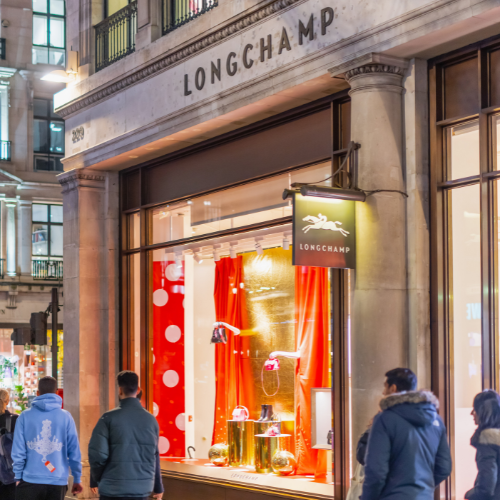 Longchamps red festive window